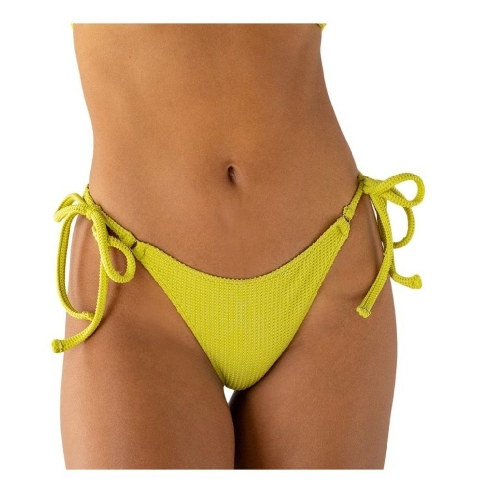 REVEL REY Bikini Bottoms Womens XS Limoncello Victoria Textured String Tie
